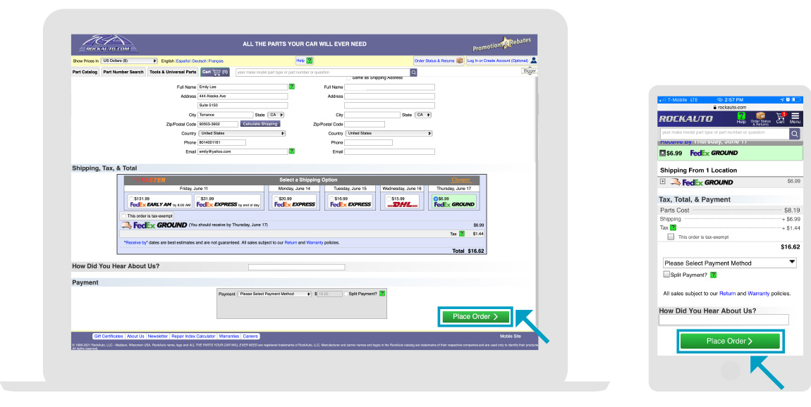 RockAuto -صفحة المتاجر - الخطوة 3