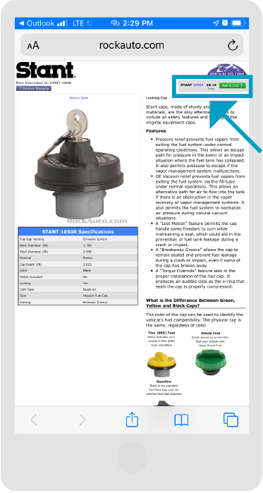 RockAuto - صفحة المتاجر - الخطوة 1 - الهاتف المحمول