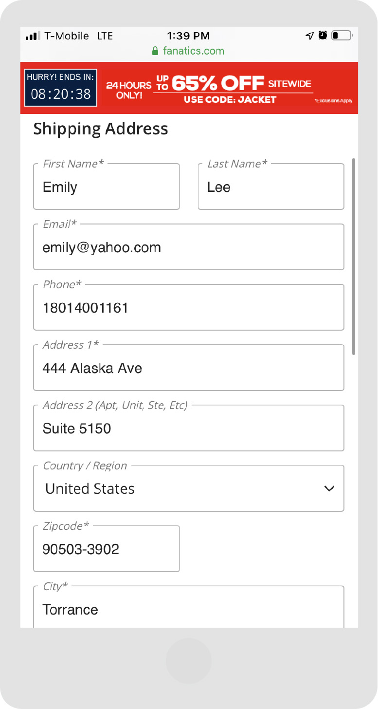 Zappos – Stránka obchodu – Krok 2.1 – Mobil