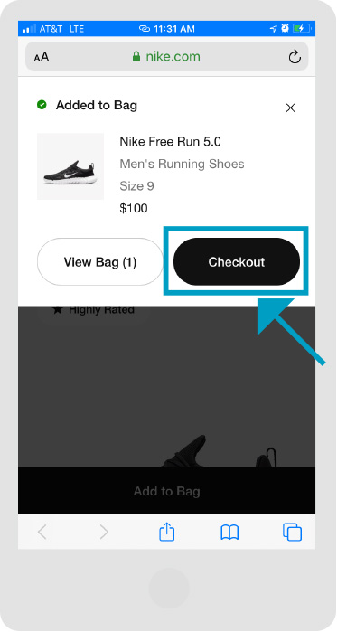 Nike - Stránka obchodu – krok 2 - Mobil