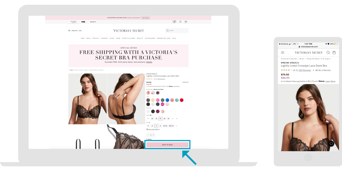 Victoria's Secret Webseite - Schritt 1