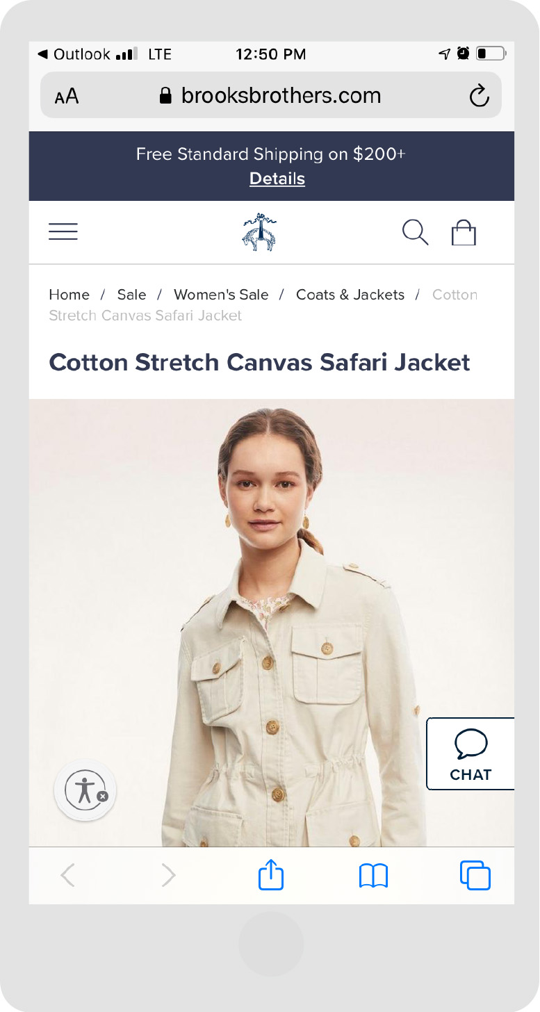 Brooks Brothers Mobile Webpage 1