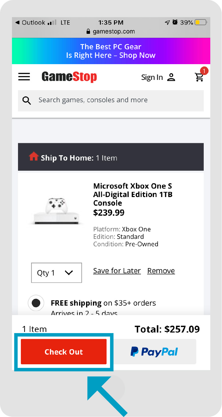 GameStop WebPage Step 2 - Mobile