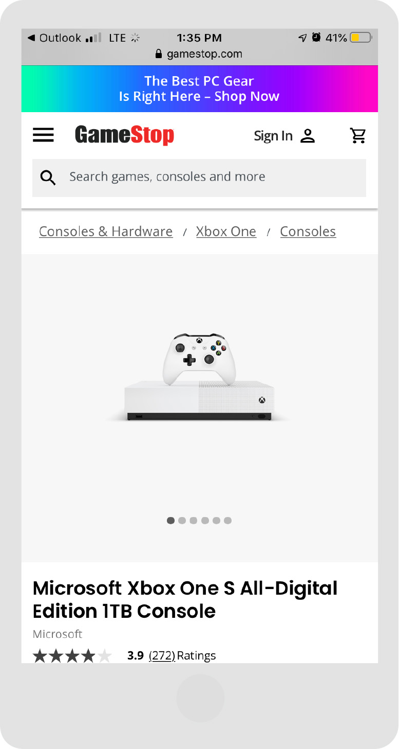 GameStop Webpage Step 3 - Mobile