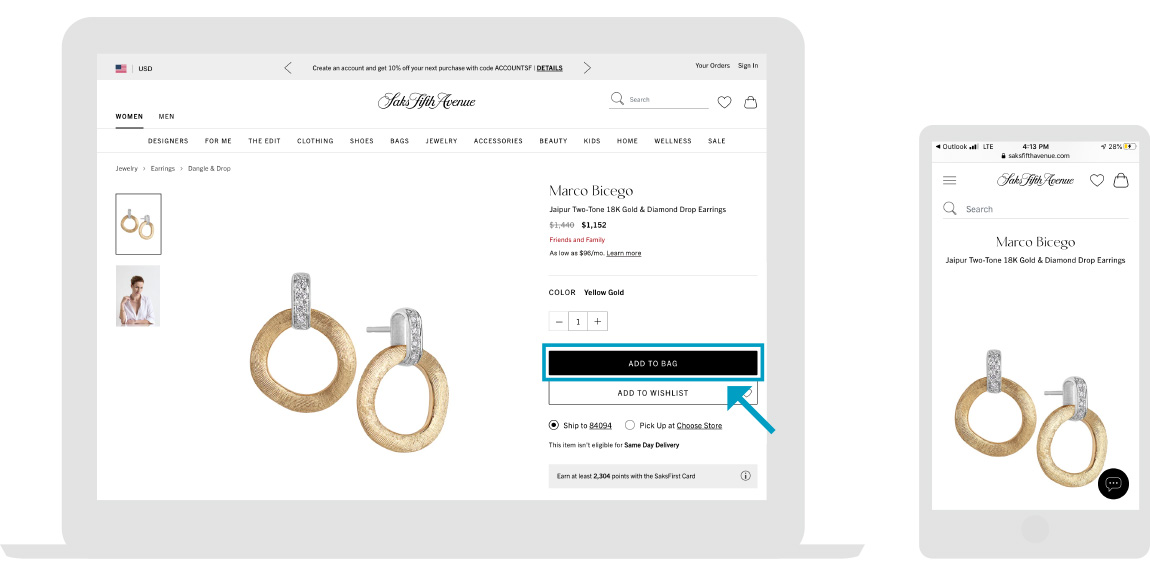 Saks Webpage - Step 1