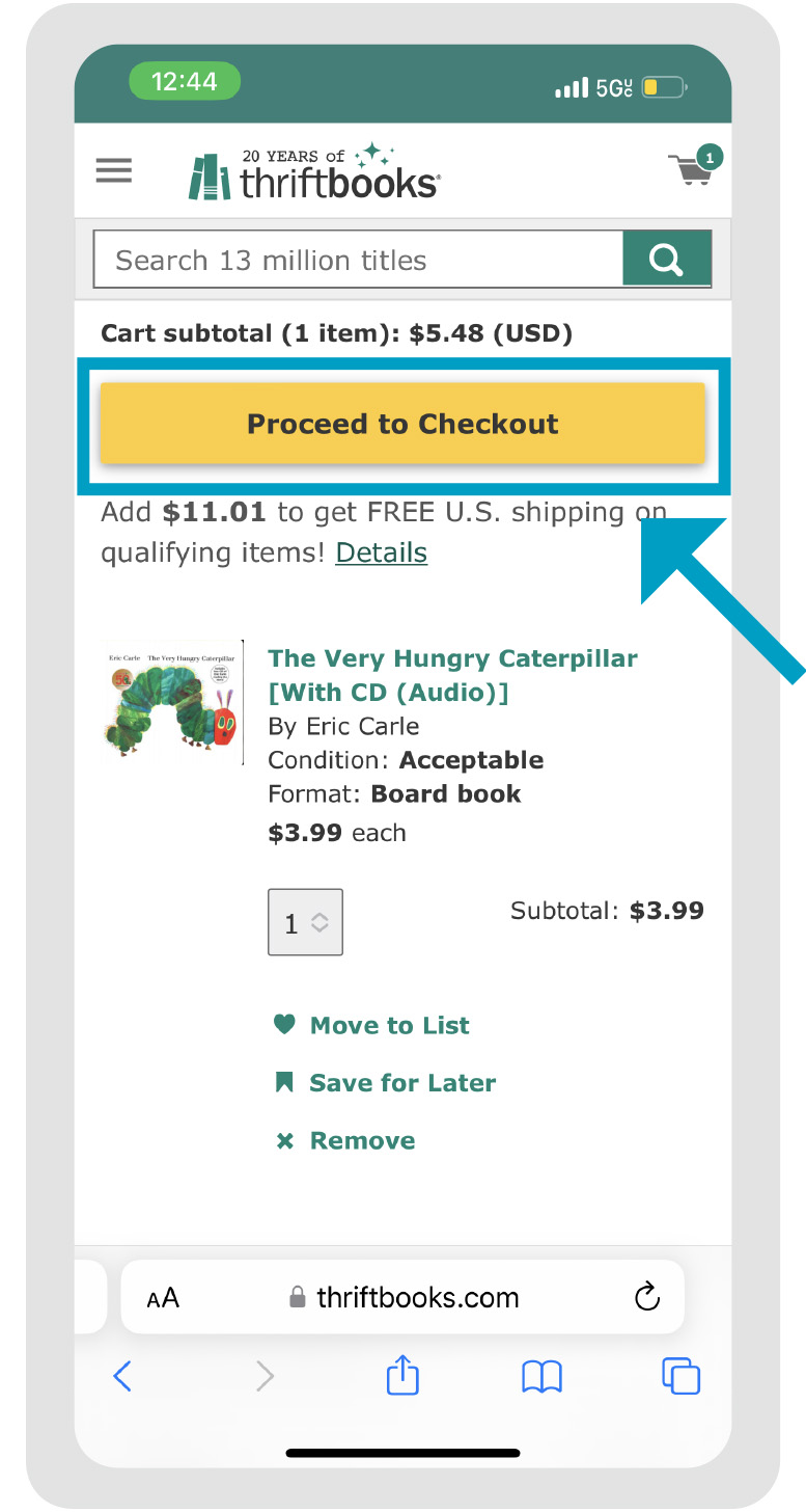Thriftbooks Checkout Page - Mobile