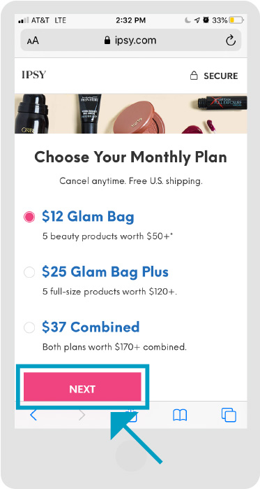 IPSY - Página de tiendas - Paso 2 - Móvil