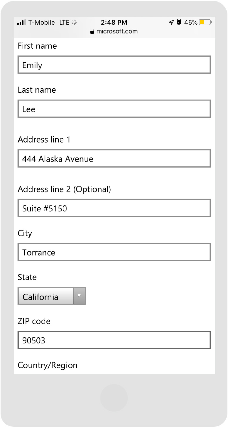 Microsoft - Página de tiendas - Paso 3 - Móvil