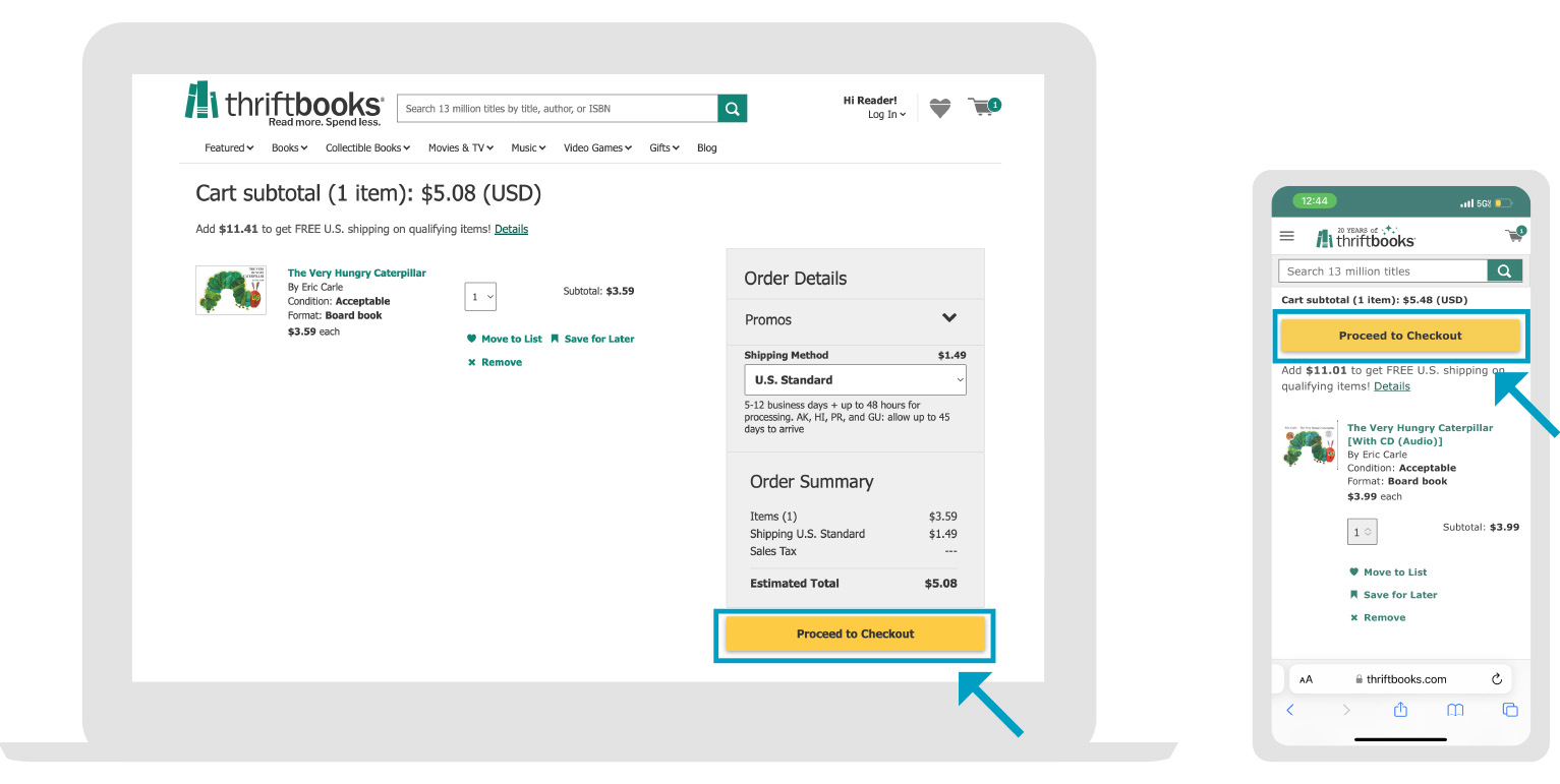 Page de paiement des livres d'occasion