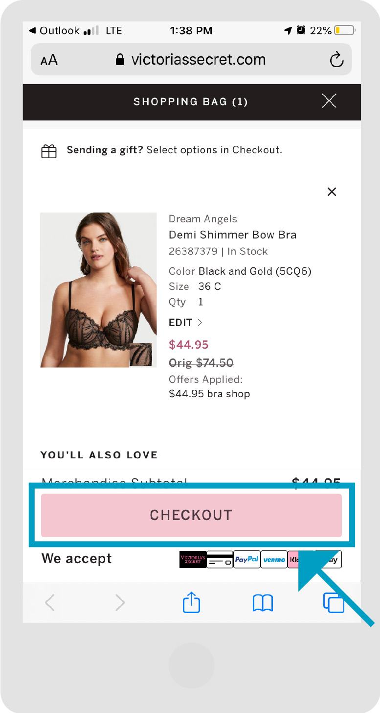 Page Web de Victoria's Secret – Étape 2 – Mobile