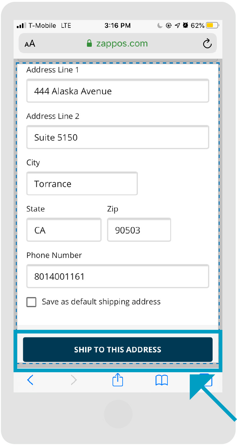 Zappos - Page du Magasin - Étape 3.2 - Téléphone Portable