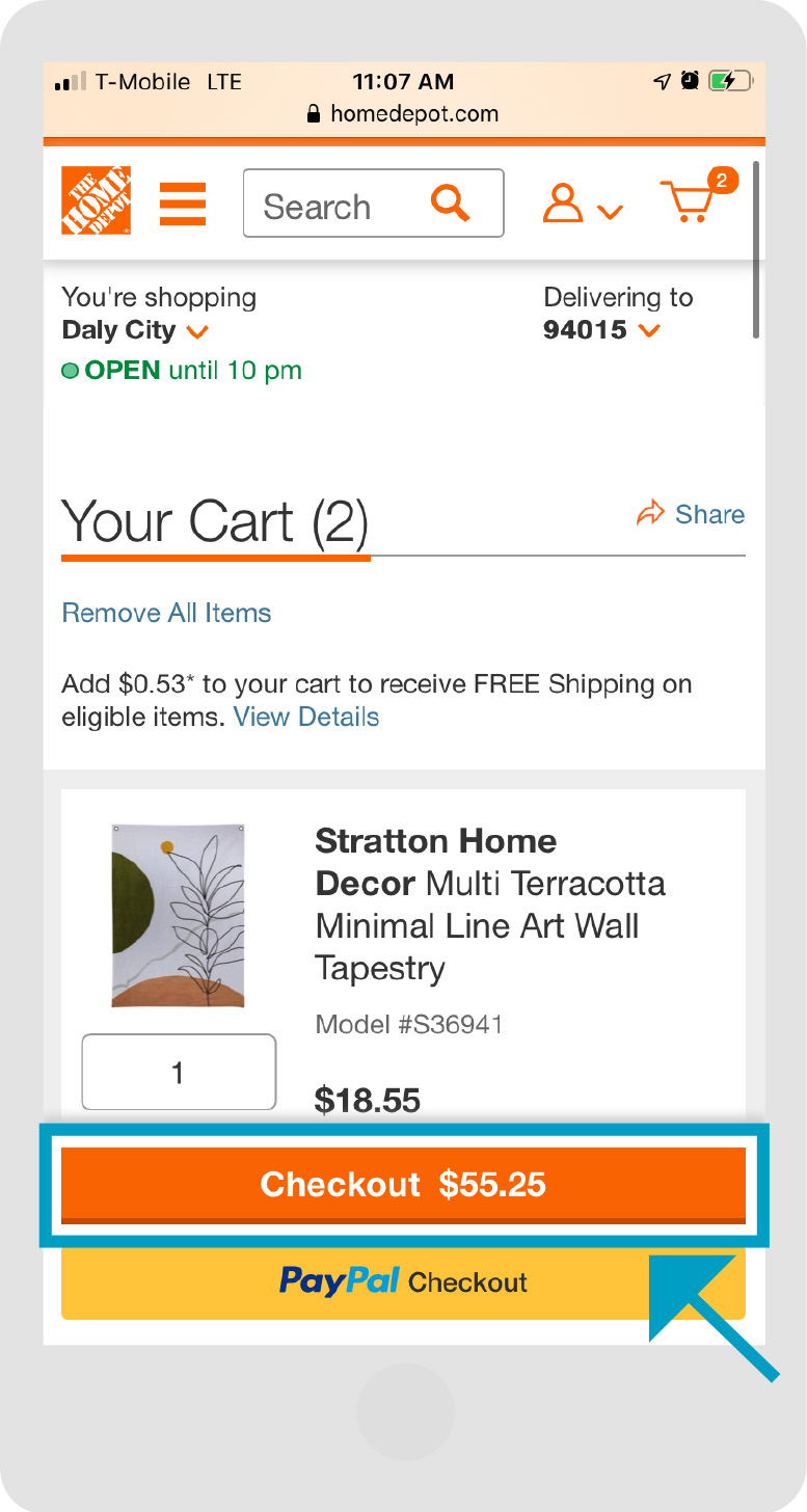 Home Depot Webpage Step 2 Mobile