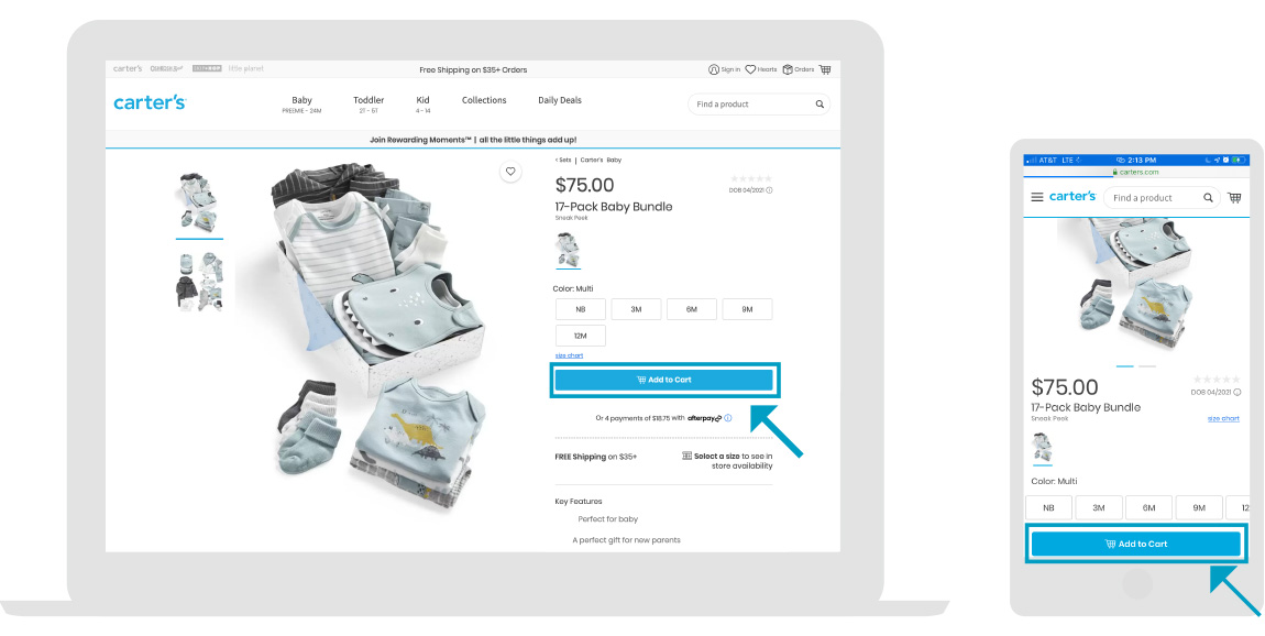 Carter's - Store Page - Step 1