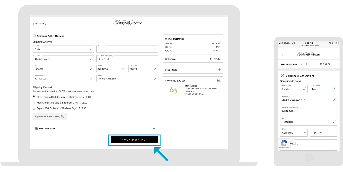 Saks Webpage - Step 3