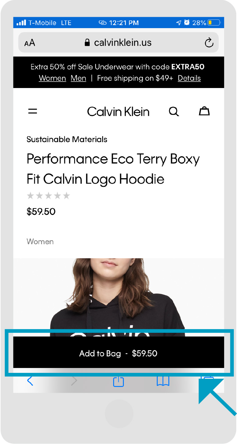 Image of Calvin Klein Webpage Mobile