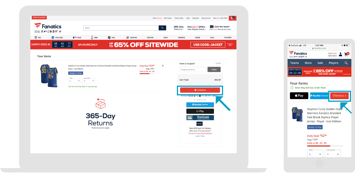 Fanatics Webpage - Step 2