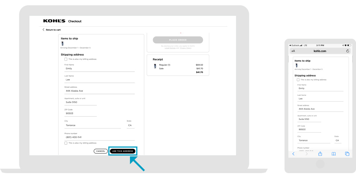 Kohls Webpage - Step 3