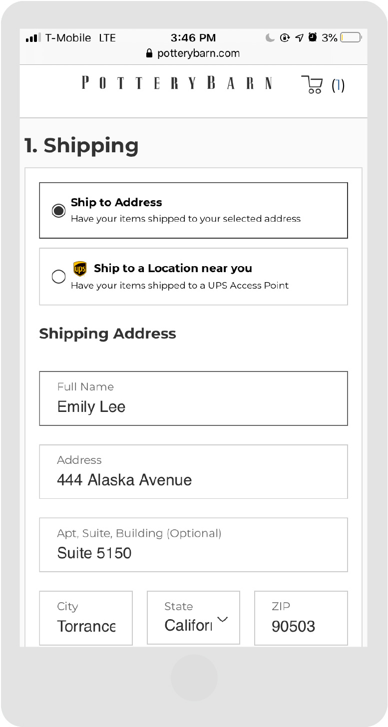 Pottery Barn - Stores Page - Step 3 - Mobile