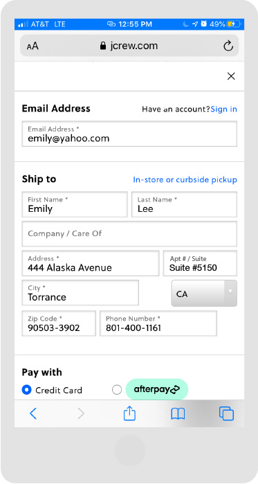 JCrew - Stores Page - Step 3 - Mobile