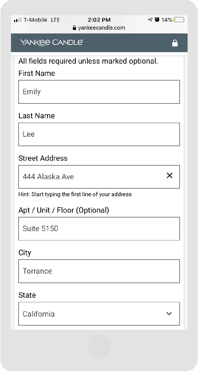 Yankee Candle Mobile Webpage Step 3