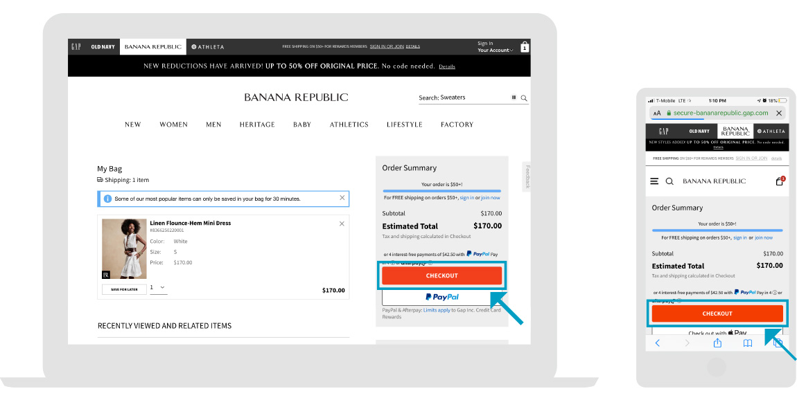 Banana Republic Web Sayfası 2. Adım