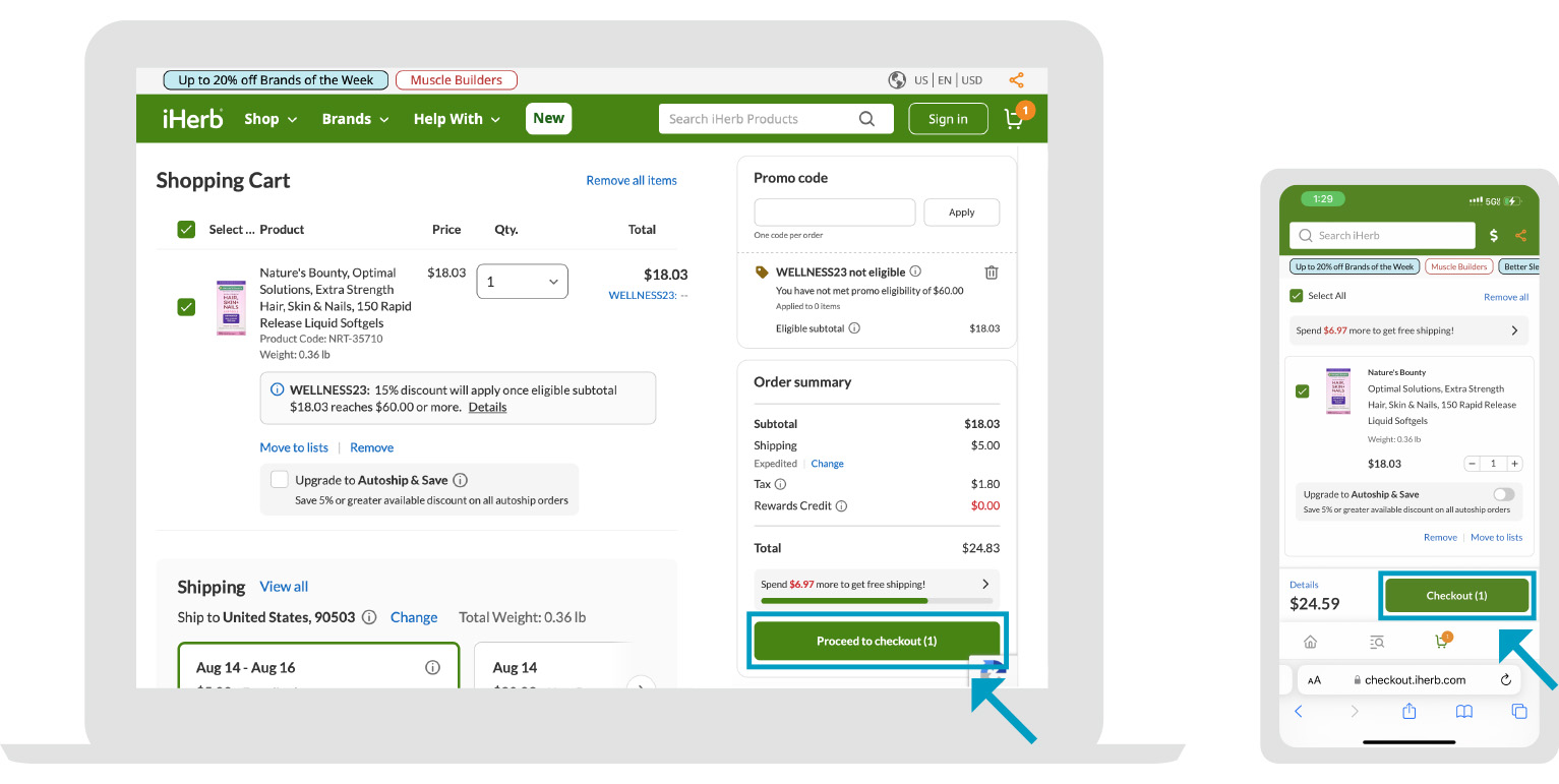 iHerb - web sitesi adımı 2